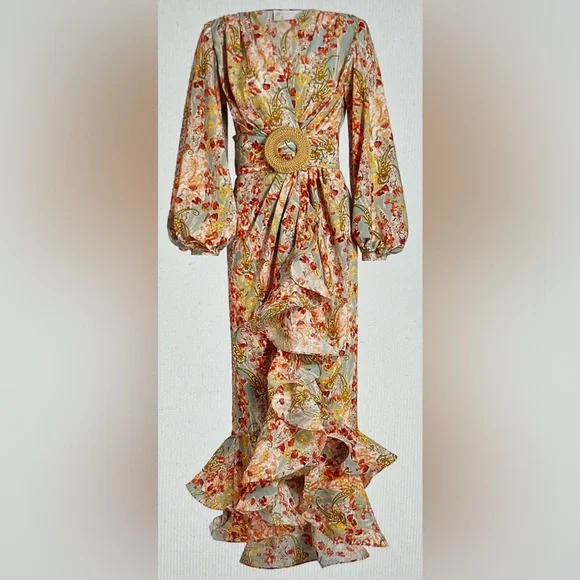 BRONX AND BANCO Luisa Floral Balloon Sleeve Hi-Lo Dress Size M US 6 SOLD OUT - Picture 3 of 16